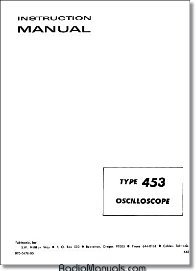 Tektronix 453 Instruction Manual - Click Image to Close
